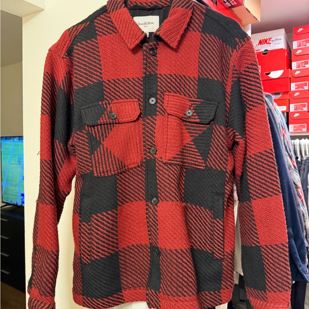 Goodfellow & Co Red and Black Textured Shirt